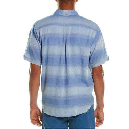 Tommy Bahama Ocean Fade Camp Shirt Button Down Size 2XLB Short Sleeve Blue