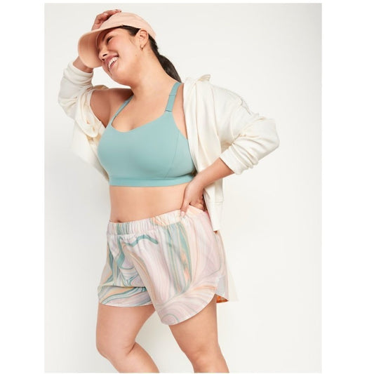 Old Navy Mid-Rise StretchTech Swirl Pop Dolphin-Hem Running Athletic Shorts