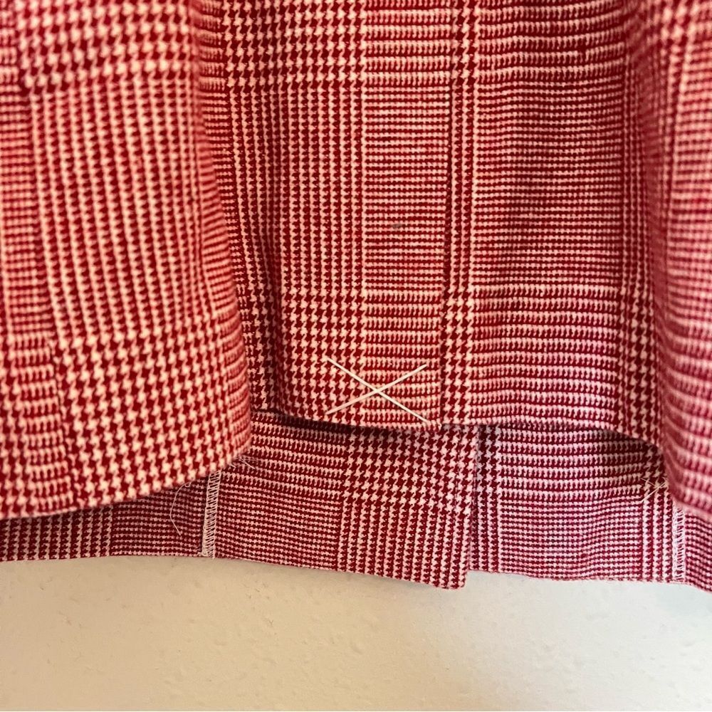 Anthropologie Avec Les Filles Red Houndstooth Plaid Longline Blazer NEW Size XL
