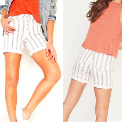 Old Navy Mid Rise Button-Fly Multi-Stripe Jean Shorts Size 6