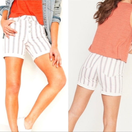 Old Navy Mid Rise Button-Fly Multi-Stripe Jean Shorts Size 6