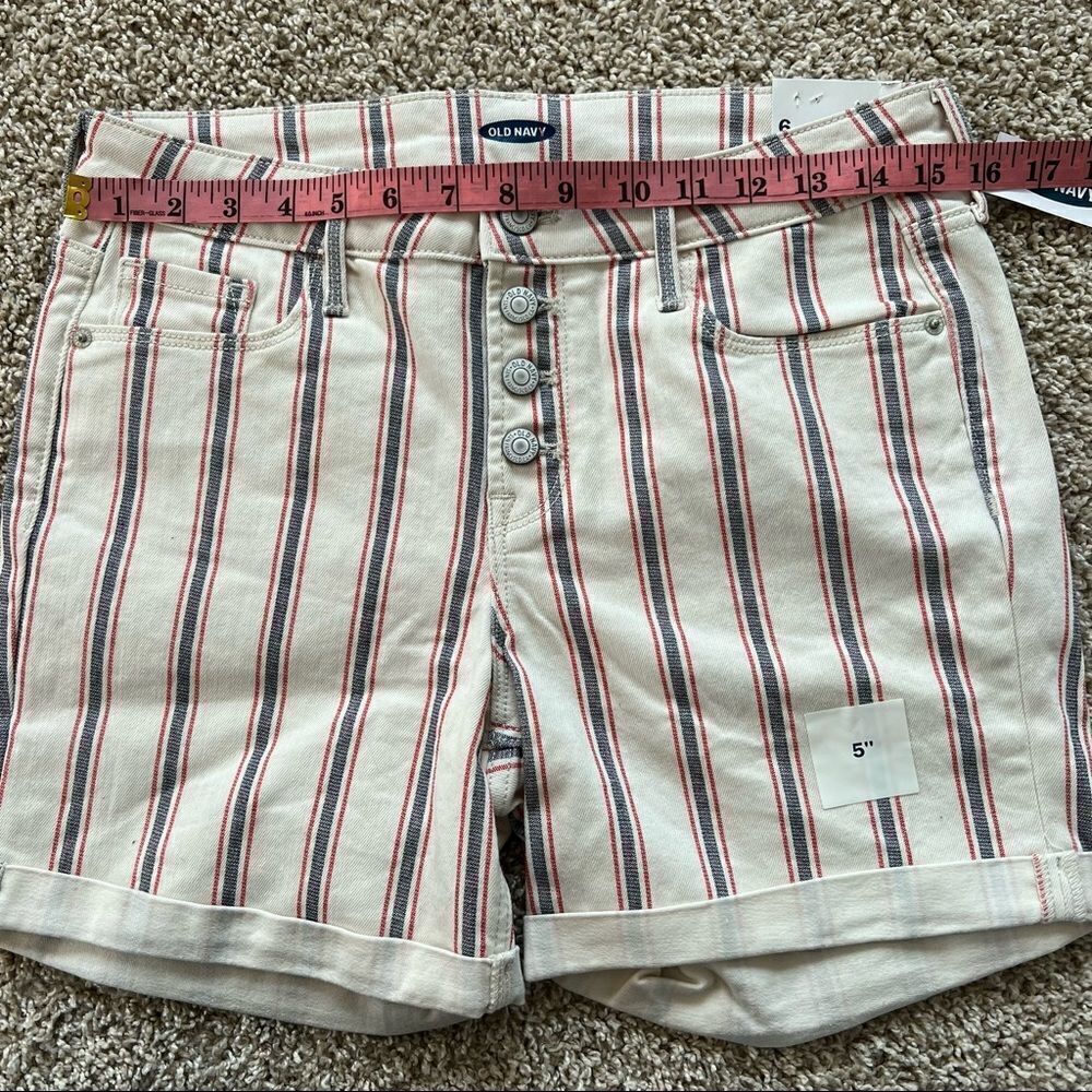 Old Navy Mid Rise Button-Fly Multi-Stripe Jean Shorts Size 6