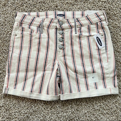 Old Navy Mid Rise Button-Fly Multi-Stripe Jean Shorts Size 6