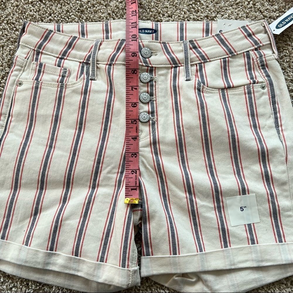 Old Navy Mid Rise Button-Fly Multi-Stripe Jean Shorts Size 6