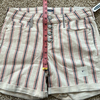 Old Navy Mid Rise Button-Fly Multi-Stripe Jean Shorts Size 6