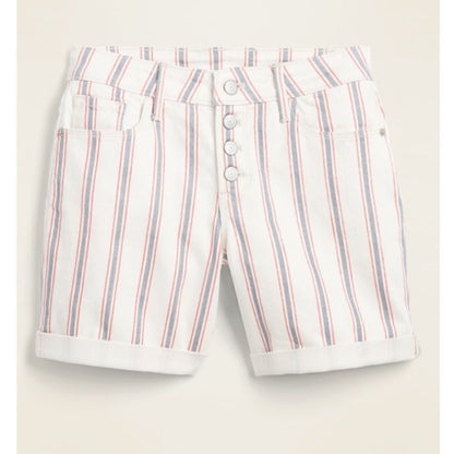 Old Navy Mid Rise Button-Fly Multi-Stripe Jean Shorts Size 6