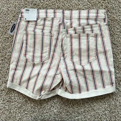 Old Navy Mid Rise Button-Fly Multi-Stripe Jean Shorts Size 6