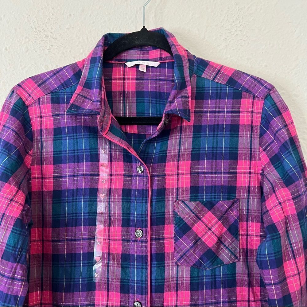 Victoria's Secret Plaid Flannel Pajama Top NEW Size Medium