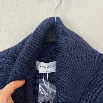Lovers and Friends Keeney Mini Sweater Dress in Navy Blue NEW Size XS Wool Blend