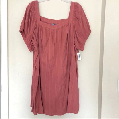 Women's Puff-Sleeves Dobby Mini Swing Dress Size XXL