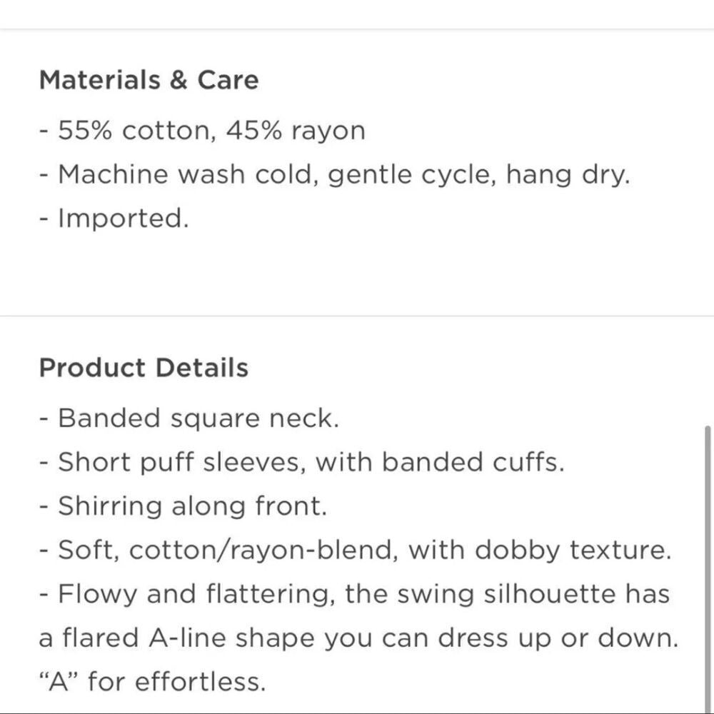 Women's Puff-Sleeves Dobby Mini Swing Dress Size XXL