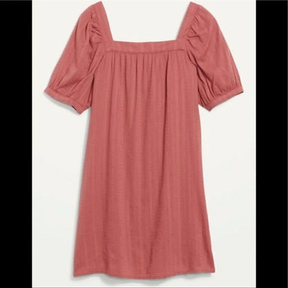 Women's Puff-Sleeves Dobby Mini Swing Dress Size XXL