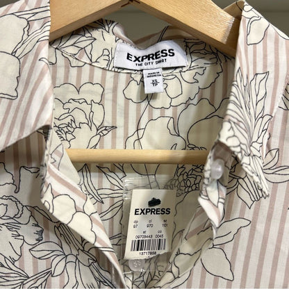 Express The City Shirt Silky Floral Button Down Shirt NEW Size XS