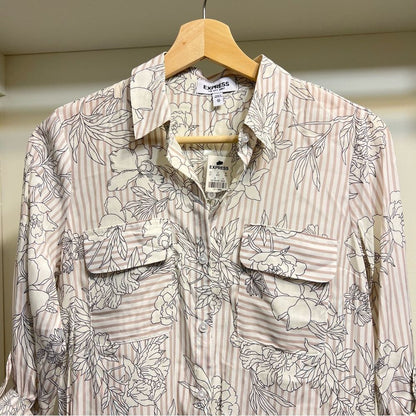 Express The City Shirt Silky Floral Button Down Shirt NEW Size XS
