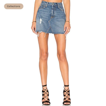 GRLFRND Eva Denim Mini Skirt Size 26 Medium Wash