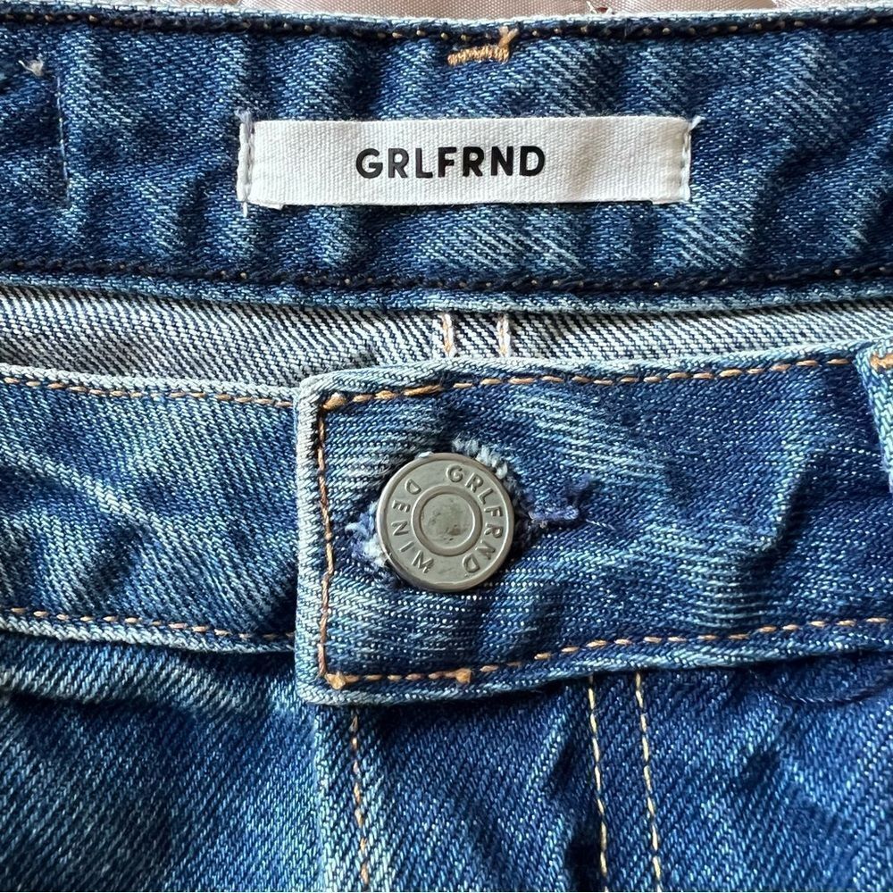GRLFRND Eva Denim Mini Skirt Size 26 Medium Wash
