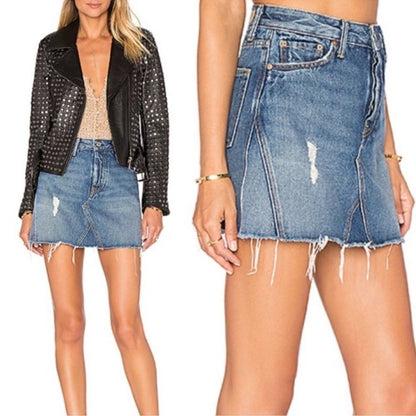 GRLFRND Eva Denim Mini Skirt Size 26 Medium Wash