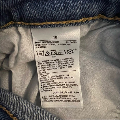 Old Navy Extra High Waisted Straight Button Fly Cut-Off Ripped Jean Shorts