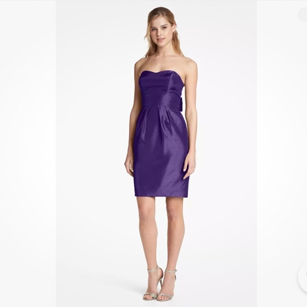 Jenny Yoo Parker Shantung Strapless Mini Cocktail Dress Size 10