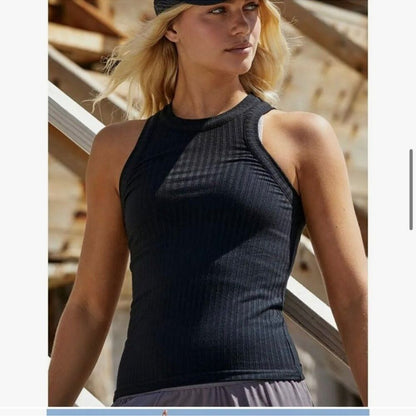 Free People Movement Black Blissed Out Ribbed Tank Top NEW Size XS