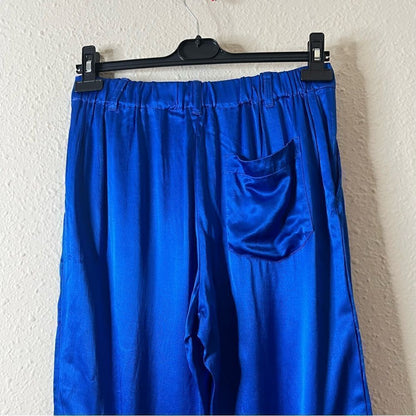 YFB Young Fabulous & Broke Satin Cargo Pants NEW Size Small in Royal Blue