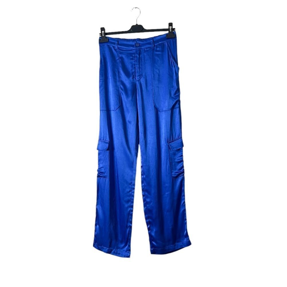 YFB Young Fabulous & Broke Satin Cargo Pants NEW Size Small in Royal Blue