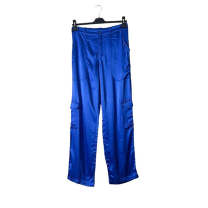 YFB Young Fabulous & Broke Satin Cargo Pants NEW Size Small in Royal Blue