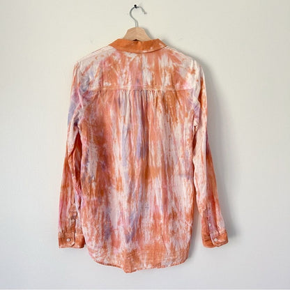 Anthropologie Pilcro Tie Dye Buttondown Shirt Orange Long Sleeve Size Small