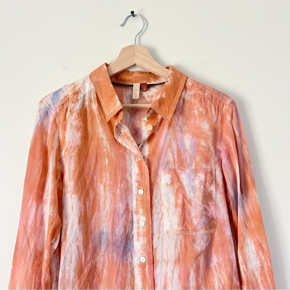 Anthropologie Pilcro Tie Dye Buttondown Shirt Orange Long Sleeve Size Small