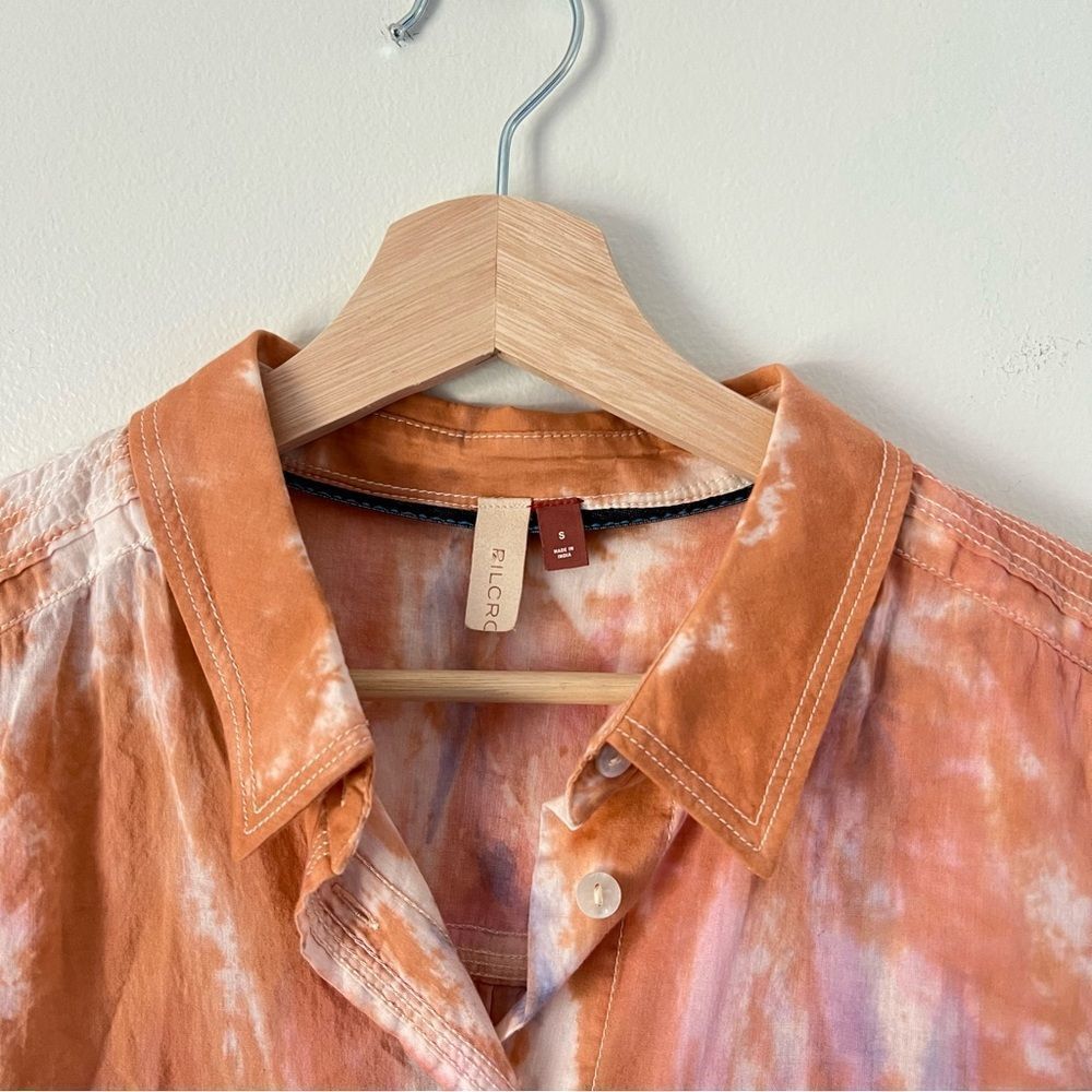 Anthropologie Pilcro Tie Dye Buttondown Shirt Orange Long Sleeve Size Small