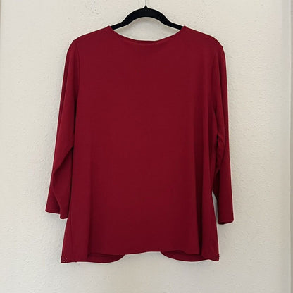 Talbots Open Front Rhinestone Embellishment Cardigan Blouse in Red Size Large