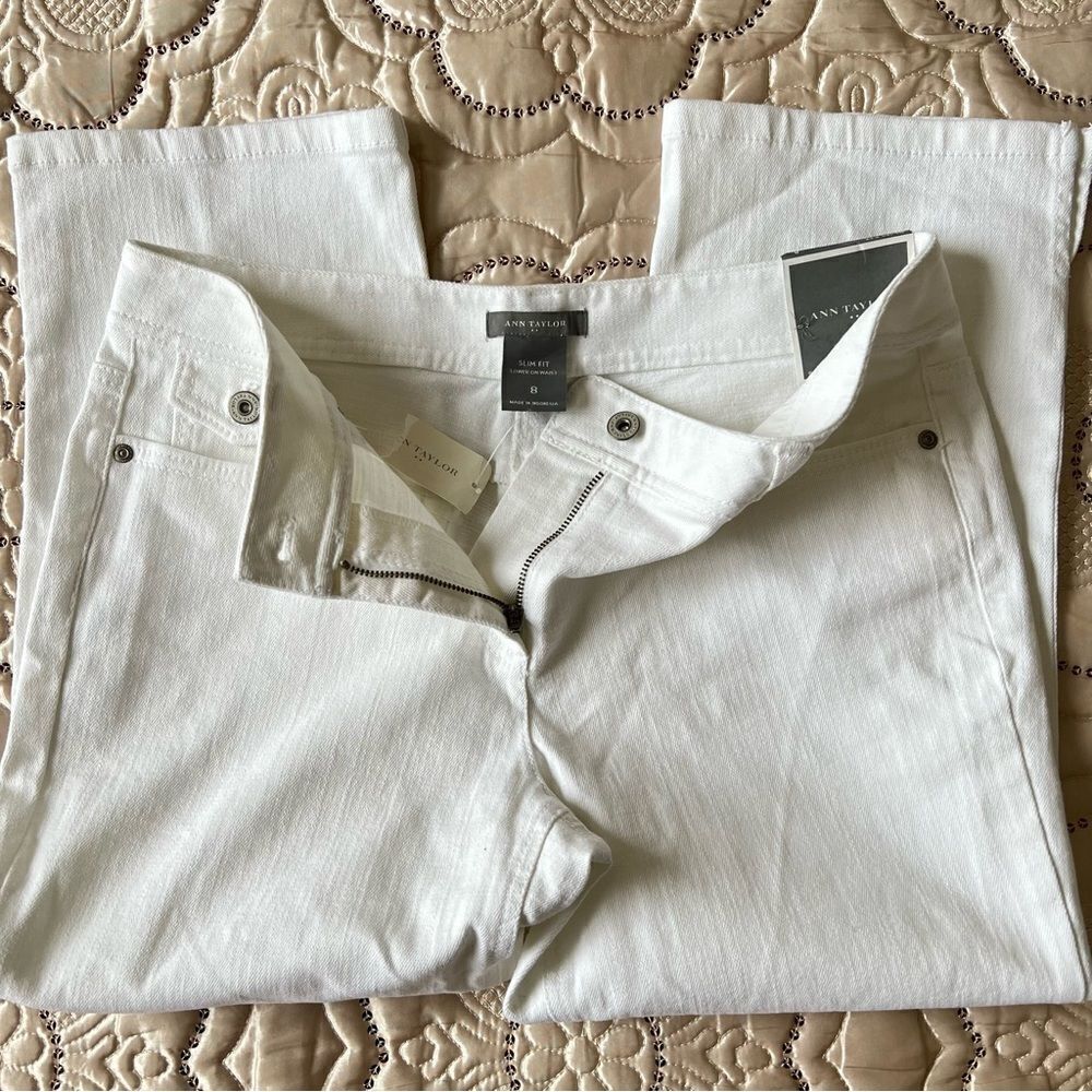 Ann Taylor Slim Fit Cropped Capri Jeans in White NEW Size 8