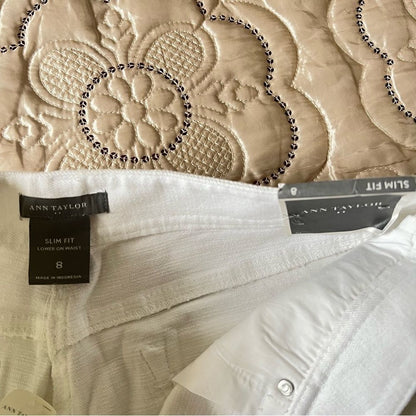 Ann Taylor Slim Fit Cropped Capri Jeans in White NEW Size 8