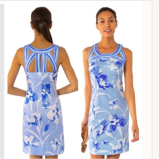 Gretchen Scott Isosceles Iconic Iris Mini Dress Size Medium Blue