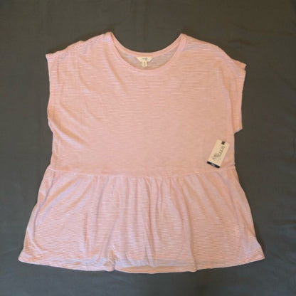 NWT Women’s Plus Size Striped Short Sleeve Peplum T-shirt