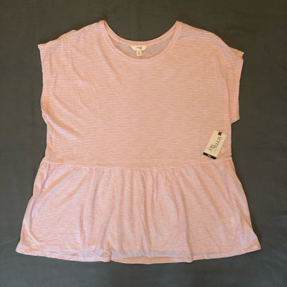 NWT Women’s Plus Size Striped Short Sleeve Peplum T-shirt
