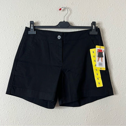 Nautica Women’s Mid-Rise Twill Shorts Black NEW Size 6