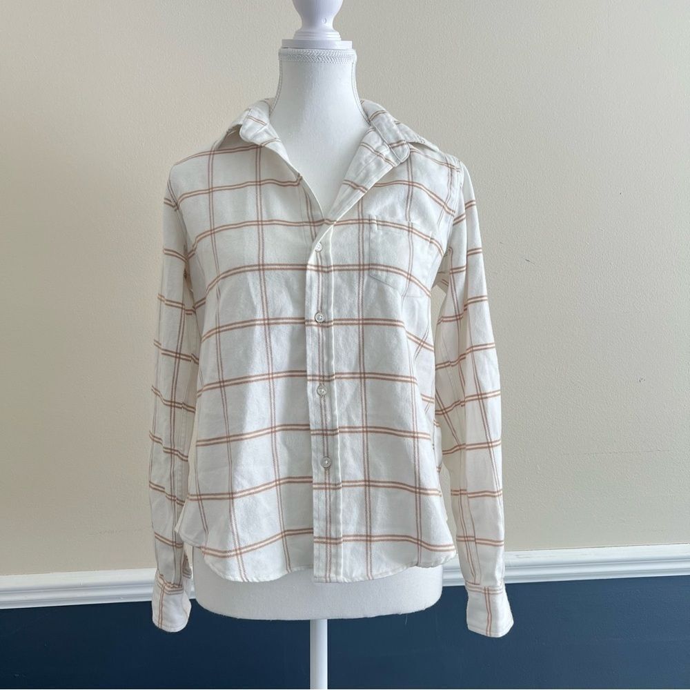 FRANK & EILEEN Barry Windowpane Flannel Button Down Shirt Size XS