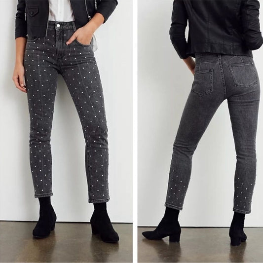 Anthropologie Pilcro and the Letterpress Beaded High Rise Slim Jeans NEW Size 27