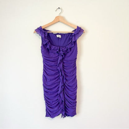 Oh Polly Philia Ruffle Ruched Mini Dress in Violet Purple Size 8 Bodycon