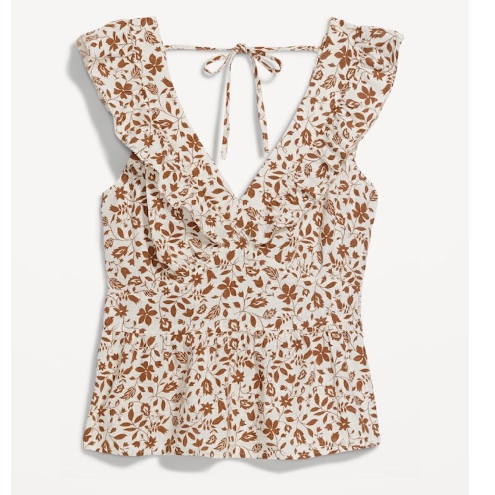 Women's Old Navy Flutter-Sleeve Floral V-Neck Tie-Back Top