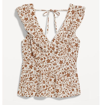 Women's Old Navy Flutter-Sleeve Floral V-Neck Tie-Back Top