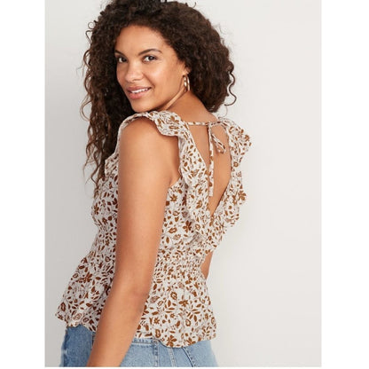 Women's Old Navy Flutter-Sleeve Floral V-Neck Tie-Back Top