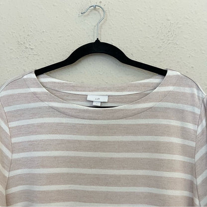J.Jill Striped Knit Top Size XL Boat Neck 3/4 Sleeve Cream Neutral