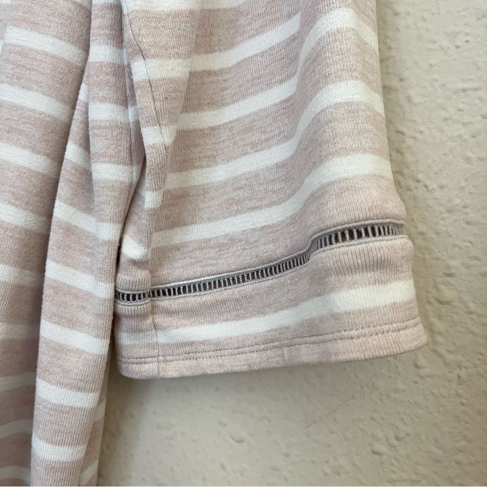 J.Jill Striped Knit Top Size XL Boat Neck 3/4 Sleeve Cream Neutral