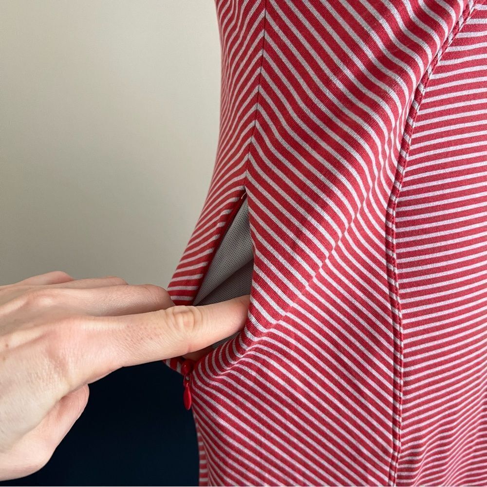 Title Nine Buttah Striped Racerback Athletic Dress Red Gray Small