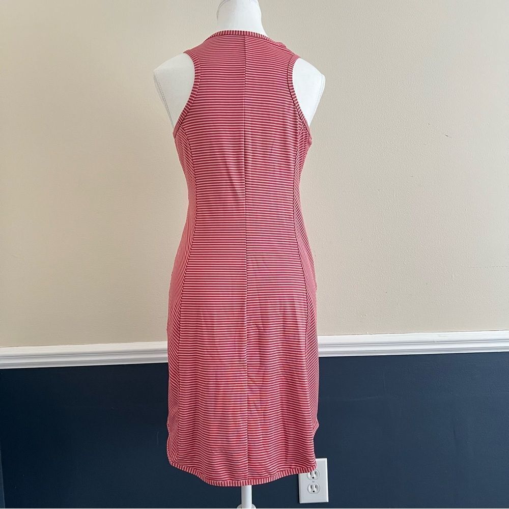 Title Nine Buttah Striped Racerback Athletic Dress Red Gray Small