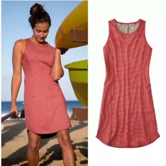 Title Nine Buttah Striped Racerback Athletic Dress Red Gray Small