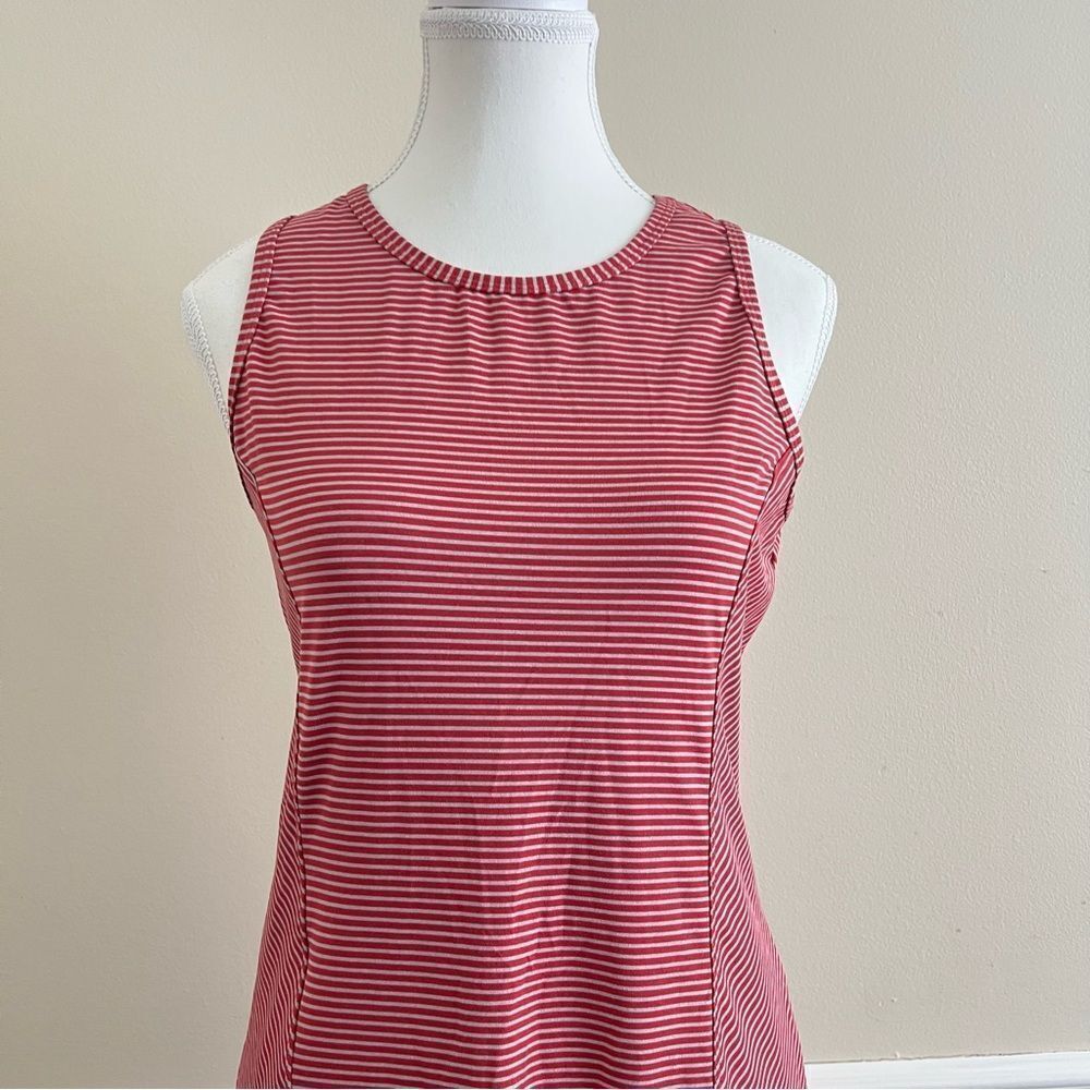 Title Nine Buttah Striped Racerback Athletic Dress Red Gray Small