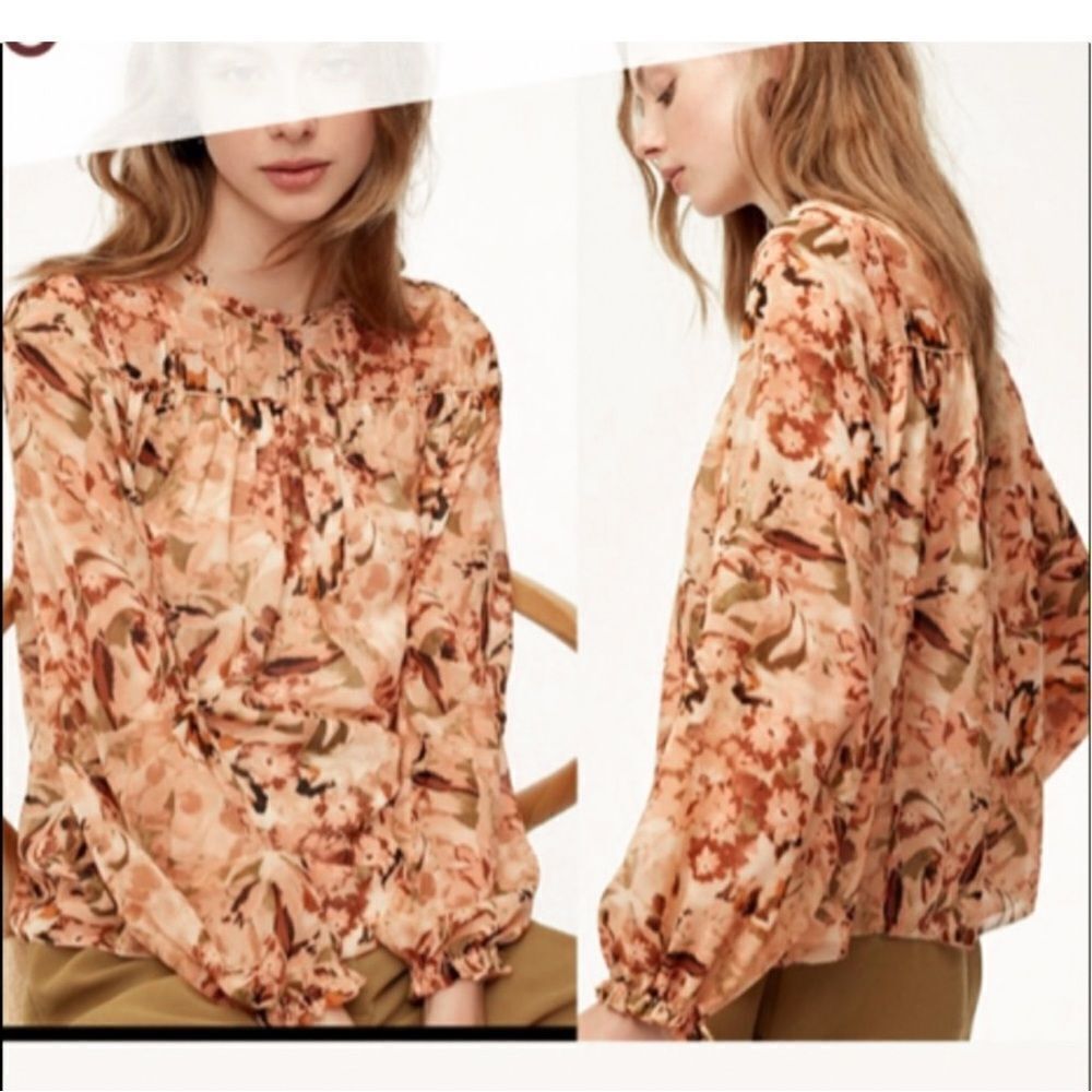 Aritzia Wilfred Lourdes Floral Long Sleeve Blouse Size XS